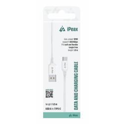 TPU KÁBEL USB-A / USB-C 1M, USB 2.0 BIELÝ