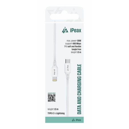 TPU KÁBEL USB-C / LIGHTNING 1,5M, USB 2.0 BIELÝ