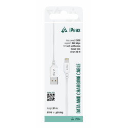 TPU KÁBEL USB-A / LIGHTNING 1,5M, USB 2.0 BIELÝ