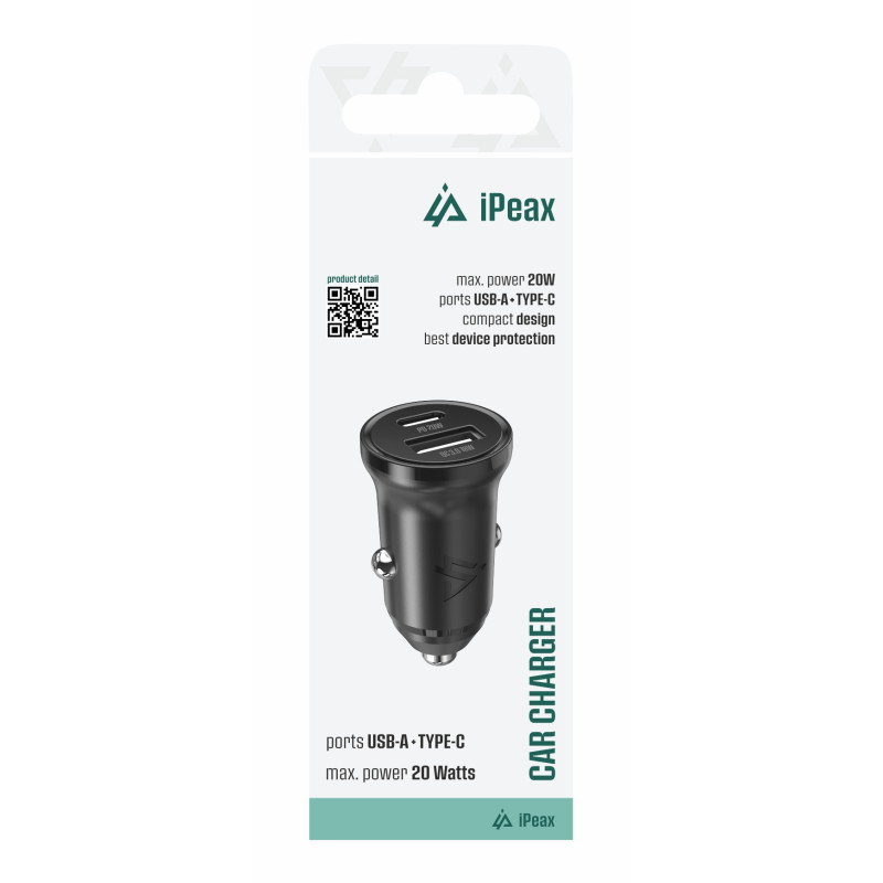 AUTONABÍJAČKA CL-03, PD, 20W, USB-C + USB-A ČIERNA