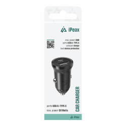 AUTONABÍJAČKA CL-04, PD, 30W, USB-C + USB-A ČIERNA