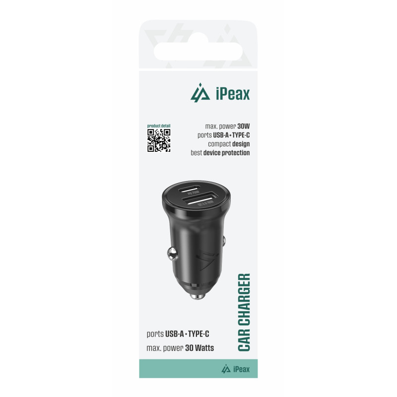 AUTONABÍJAČKA CL-04, PD, 30W, USB-C + USB-A ČIERNA