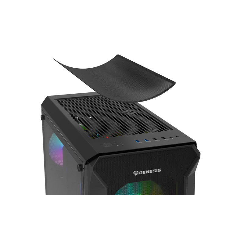 Počítačová skriňa Genesis IRID 505 ARGB V2/Midi Tower/Transpar./Čierna