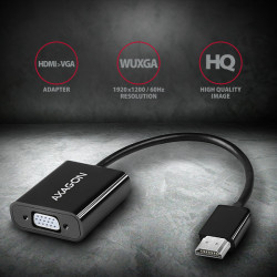 AXAGON RVH-VGAN, HDMI - VGA redukcia/adapter, FullHD, audio výstup, micro USB napr. konektor
