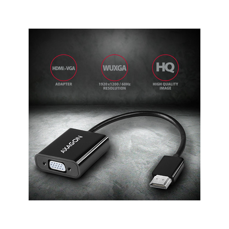 AXAGON RVH-VGAN, HDMI - VGA redukcia/adapter, FullHD, audio výstup, micro USB napr. konektor