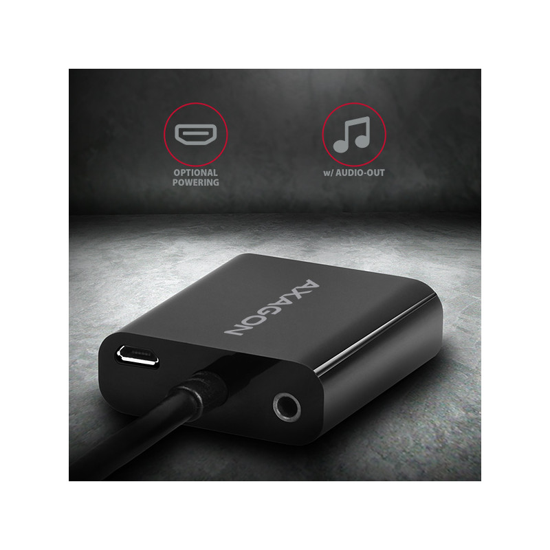 AXAGON RVH-VGAN, HDMI - VGA redukcia/adapter, FullHD, audio výstup, micro USB napr. konektor