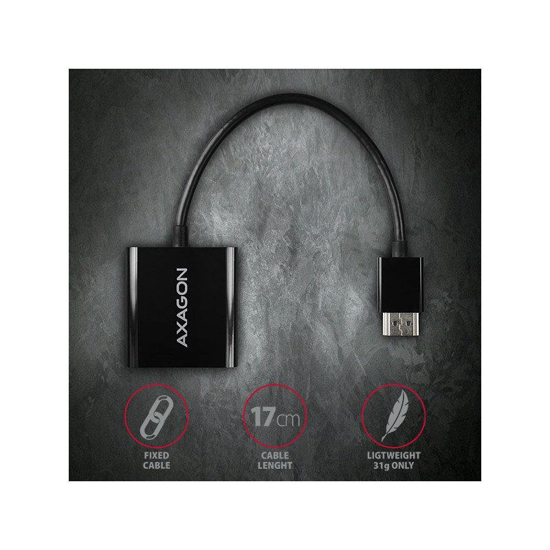 AXAGON RVH-VGAN, HDMI - VGA redukcia/adapter, FullHD, audio výstup, micro USB napr. konektor