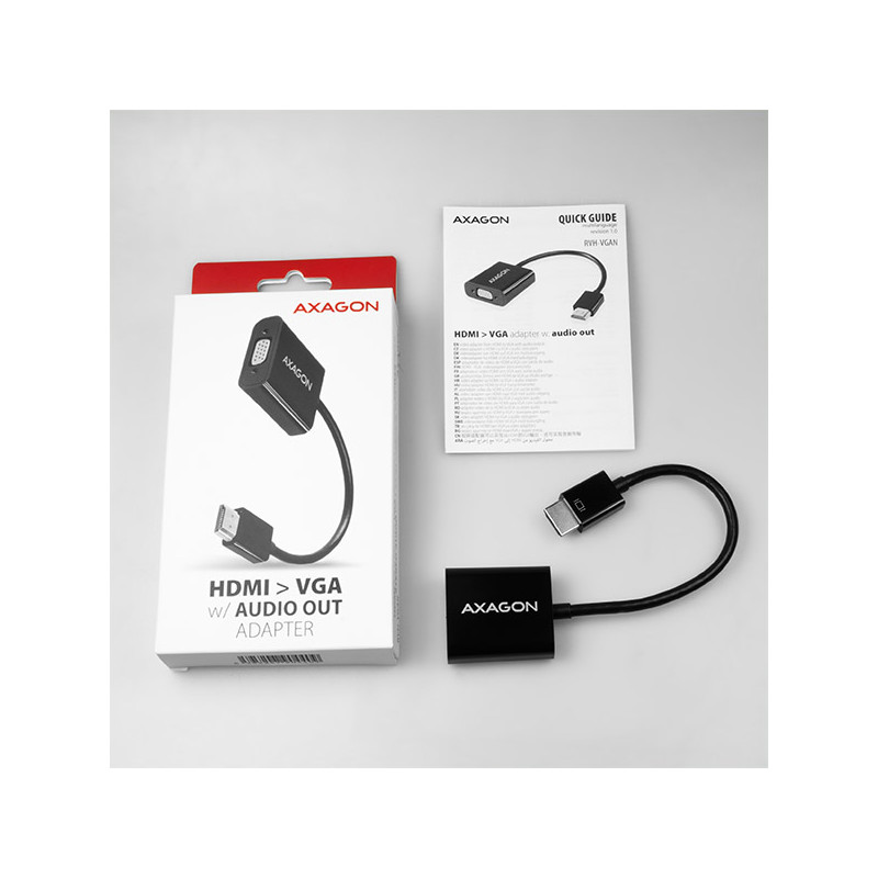 AXAGON RVH-VGAN, HDMI - VGA redukcia/adapter, FullHD, audio výstup, micro USB napr. konektor