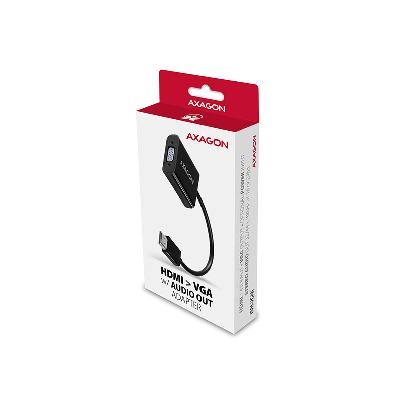 AXAGON RVH-VGAN, HDMI - VGA redukcia/adapter, FullHD, audio výstup, micro USB napr. konektor