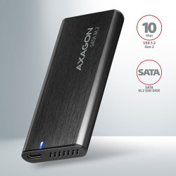 AXAGON EEM2-SBC, USB-C 3.2 Gen 2 - M.2 SATA SSD kovový RAW box, bezšroubový