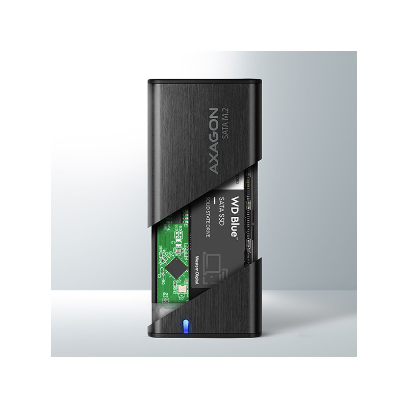 AXAGON EEM2-SBC, USB-C 3.2 Gen 2 - M.2 SATA SSD kovový RAW box, bezšroubový