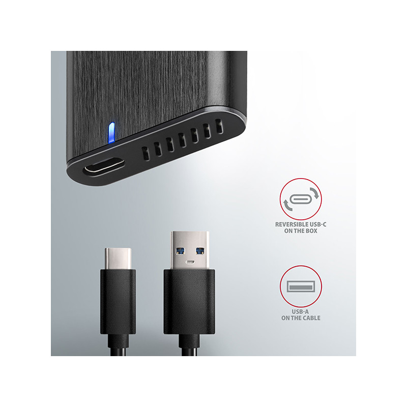 AXAGON EEM2-SBC, USB-C 3.2 Gen 2 - M.2 SATA SSD kovový RAW box, bezšroubový