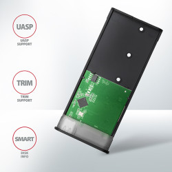 AXAGON EEM2-SBC, USB-C 3.2 Gen 2 - M.2 SATA SSD kovový RAW box, bezšroubový