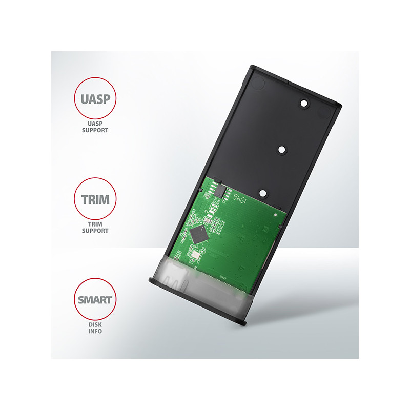 AXAGON EEM2-SBC, USB-C 3.2 Gen 2 - M.2 SATA SSD kovový RAW box, bezšroubový