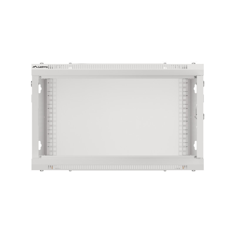 LANBERG 19'' RACKOVÁ SKRIŇA PRO MONTÁŽ NA STENU 6U/600X600 (FLAT PACK) S PROSKLENÝMI DVERAMI ŠEDÁ V2