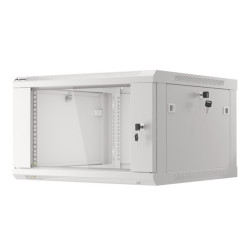 LANBERG 19'' RACKOVÁ SKRIŇA PRO MONTÁŽ NA STENU 6U/600X600 (FLAT PACK) S PROSKLENÝMI DVERAMI ŠEDÁ V2