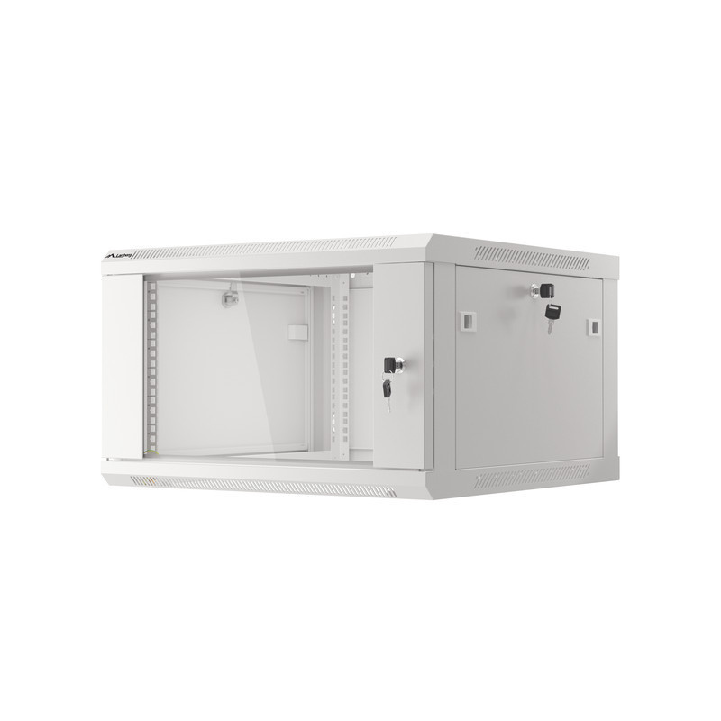 LANBERG 19'' RACKOVÁ SKRIŇA PRO MONTÁŽ NA STENU 6U/600X600 (FLAT PACK) S PROSKLENÝMI DVERAMI ŠEDÁ V2