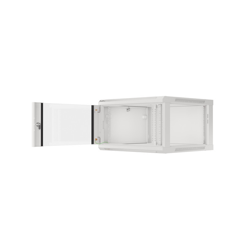 LANBERG 19'' RACKOVÁ SKRIŇA PRO MONTÁŽ NA STENU 6U/600X600 (FLAT PACK) S PROSKLENÝMI DVERAMI ŠEDÁ V2