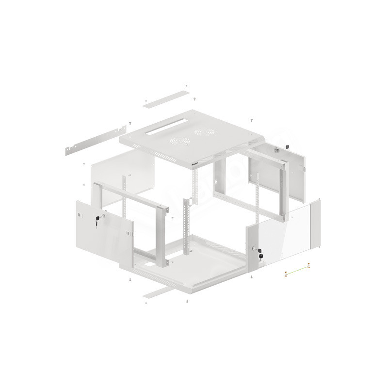 LANBERG 19'' RACKOVÁ SKRIŇA PRO MONTÁŽ NA STENU 6U/600X600 (FLAT PACK) S PROSKLENÝMI DVERAMI ŠEDÁ V2