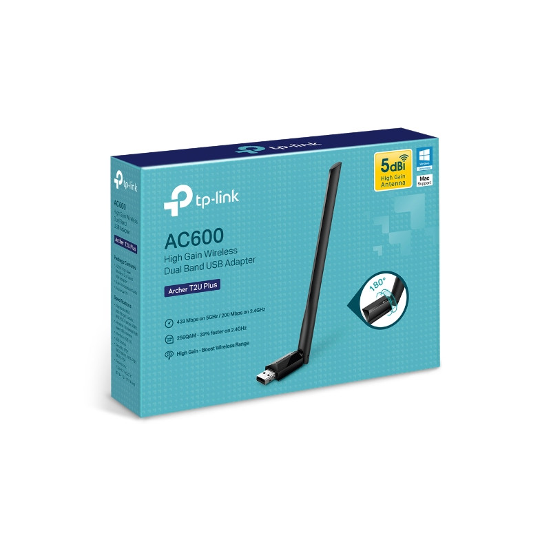 TP-Link Archer T2U Plus AC600 High Gain USB adaptér