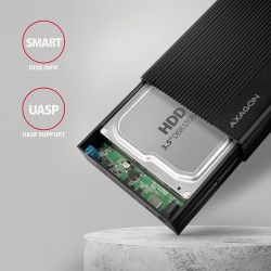 AXAGON EE35-GTR, USB-C 5Gbps - SATA 6G 3.5'' RIBBED box, čierny