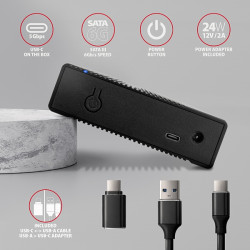 AXAGON EE35-GTR, USB-C 5Gbps - SATA 6G 3.5'' RIBBED box, čierny
