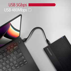 AXAGON EE35-GTR, USB-C 5Gbps - SATA 6G 3.5'' RIBBED box, čierny