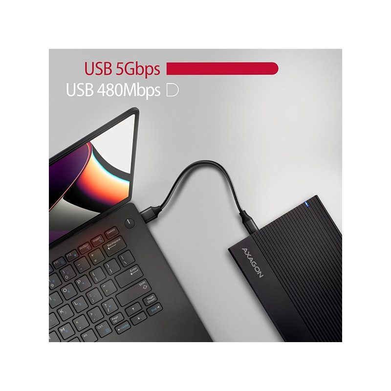 AXAGON EE35-GTR, USB-C 5Gbps - SATA 6G 3.5'' RIBBED box, čierny