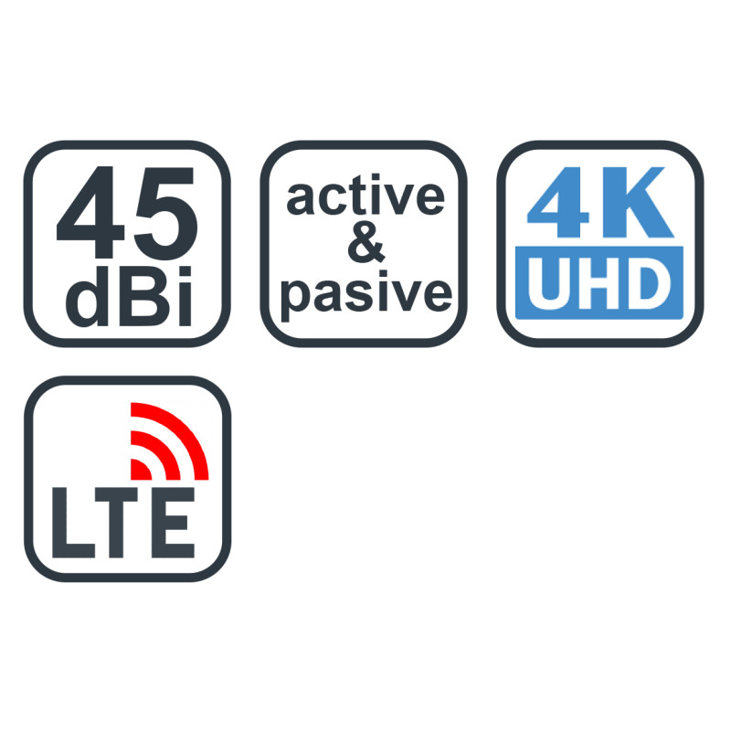 EVOLVEO Xany 2A, 230/5V, aktívna pokojová anténa FM/DAB+/DVB-T2, filter LTE,4G,5G