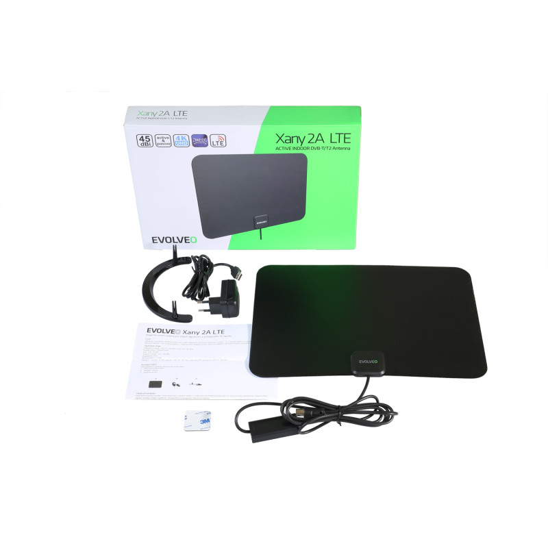 EVOLVEO Xany 2A, 230/5V, aktívna pokojová anténa FM/DAB+/DVB-T2, filter LTE,4G,5G