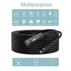 PremiumCord USB-C repeater + kábel USB-C, 10m