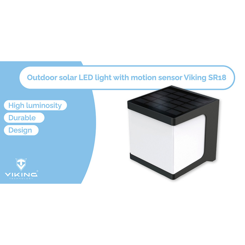 Vonkajšie solárne LED svetlo Viking SR18/Pohybový senzor/1000 lm/IP54/3 režimy/denná biela