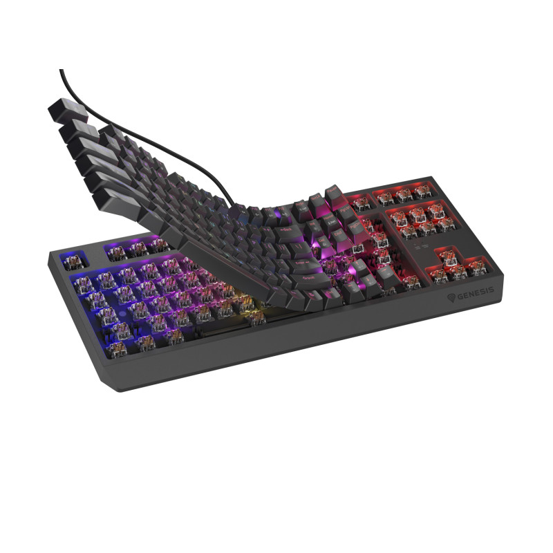Genesis herná klávesnica THOR 230/TKL/RGB/Outemu Brown/Drôtová USB/US layout/Čierna