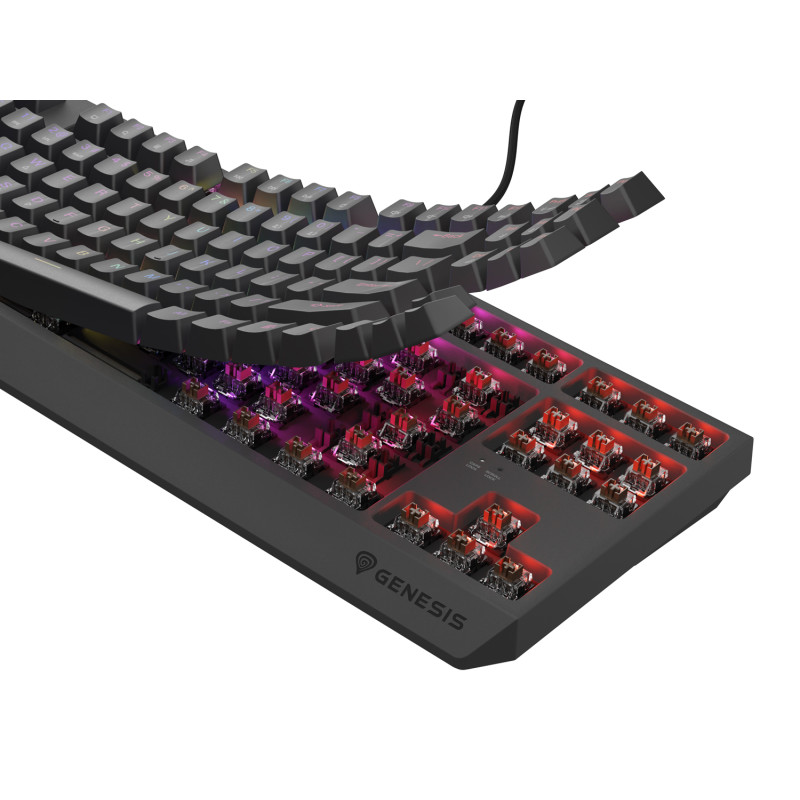 Genesis herná klávesnica THOR 230/TKL/RGB/Outemu Brown/Drôtová USB/US layout/Čierna