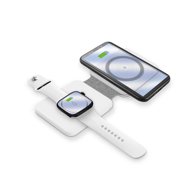 Bezdrôtová nabíjačka ALIGATOR Mag-Book 2v1, určené pre MagSafe a nabíjanie Apple Watch, 15W, biela