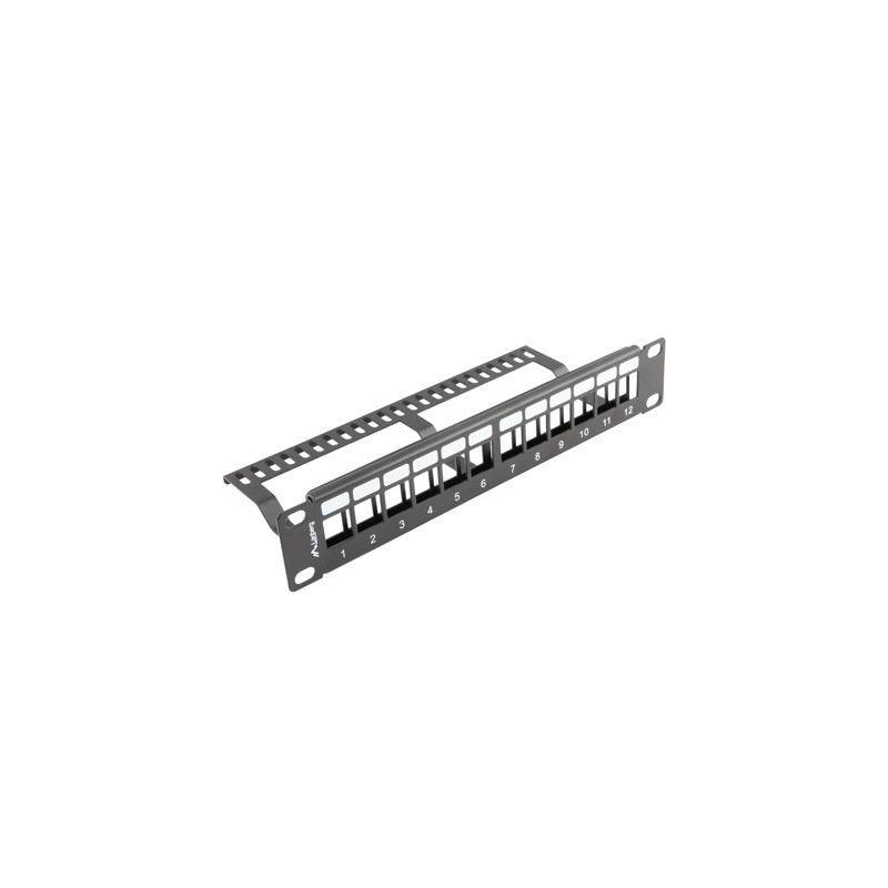 LANBERG PATCH PANEL 12 PORTOV 1U S ORGANIZÉROM PRO KEYSTONE MODULY ČIERNY