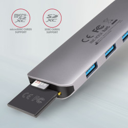 AXAGON HMC-HCR3A, USB 3.2 Gen 1 húb, porty 3x USB-A, HDMI 4k/30Hz, SD/microSD, kábel USB-C 20cm