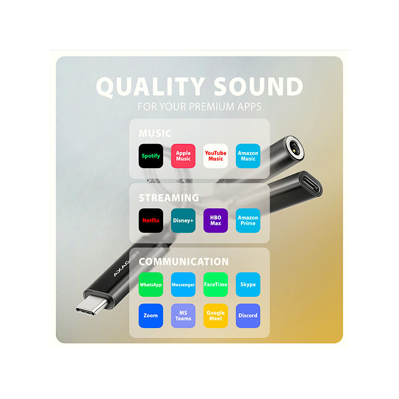 AXAGON ADA-HCPD, USB-C na 3.5mm jack - Hi-Res DAC audio adaptér, 384kHz/32bit, stereo, PD 60W 3A