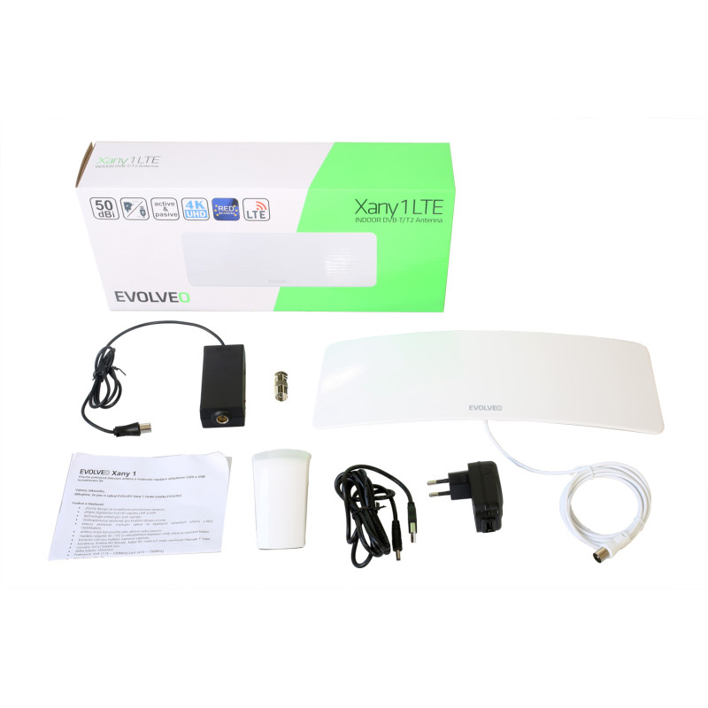 EVOLVEO Xany 1, 230/5V, aktívna pokojová anténa DAB+/DVB-T2, filter LTE,4G,5G