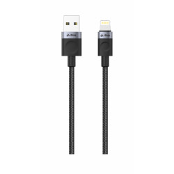 TEXTILNÝ KÁBEL USB-A / LIGHTNING 1M, USB 2.0 ČIERNY