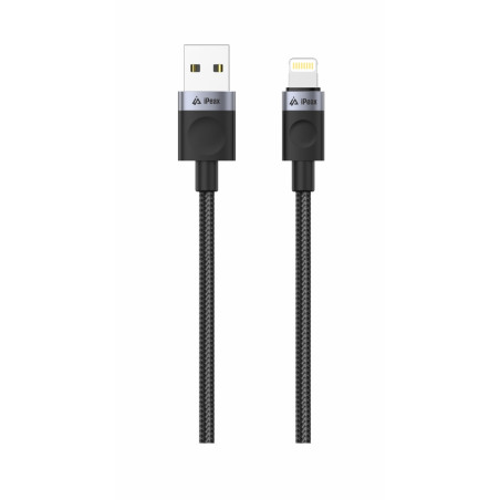 TEXTILNÝ KÁBEL USB-A / LIGHTNING 1M, USB 2.0 ČIERNY