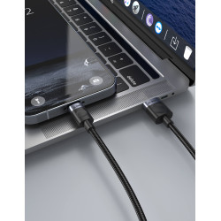 TEXTILNÝ KÁBEL USB-A / LIGHTNING 1M, USB 2.0 ČIERNY