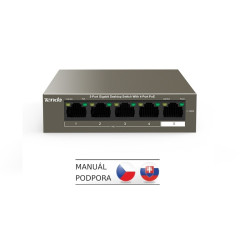 Tenda TEG1105P-4-63W PoE AT switch 4x PoE 802.3af/at, 5x 1 Gb/s, PoE celkom 63W, fanless, PoE+