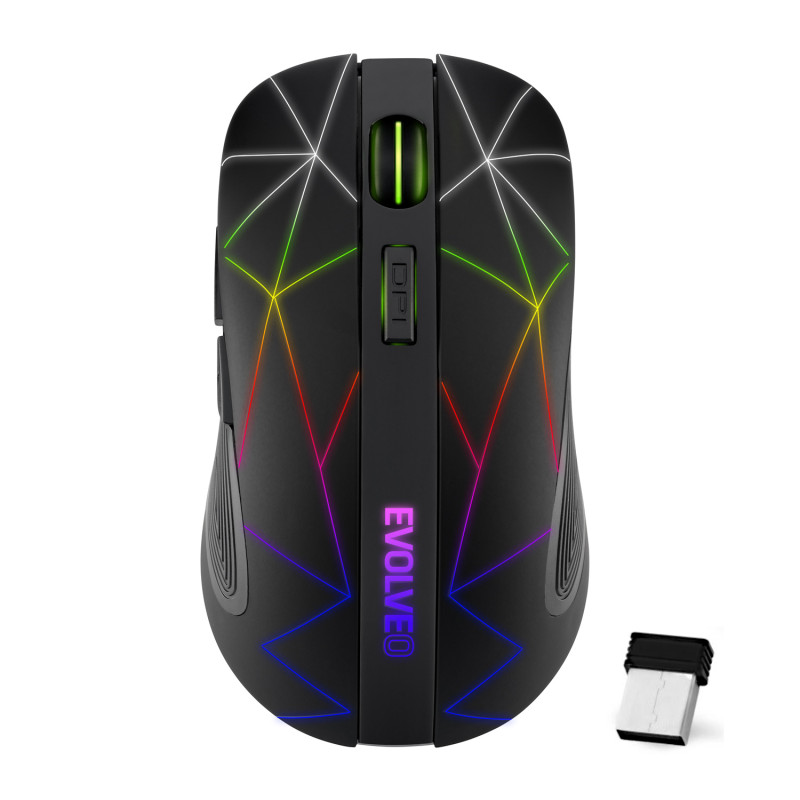 EVOLVEO WM430/Herná/Optická/1 600 DPI/Bezdrôtová USB/Čierna
