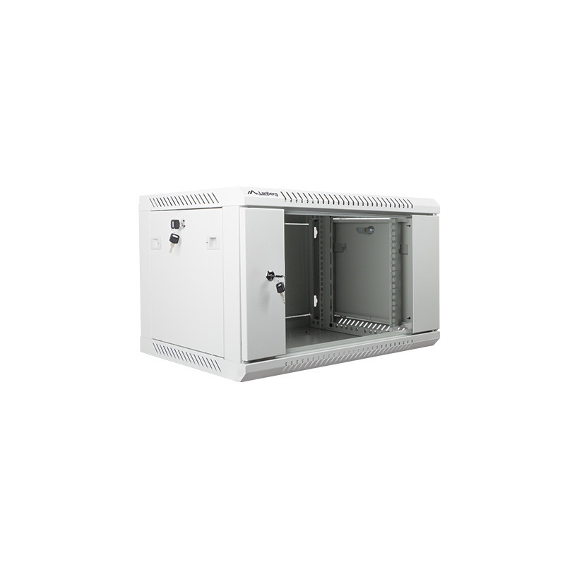 LANBERG - Nástenný rack 19' 6U 600X450mm šedý flat pack
