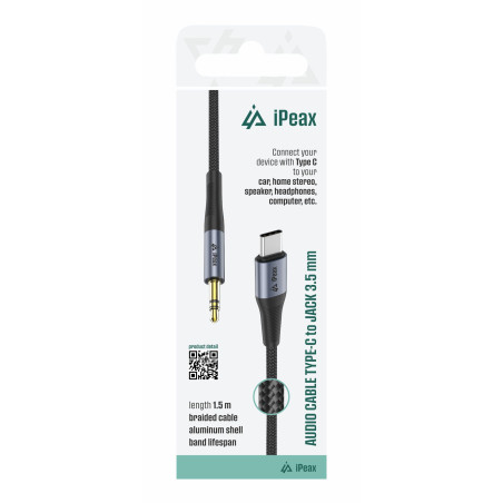 ADAPTÉR USB-C / 3,5 MM JACK 1,5 M ČIERNY