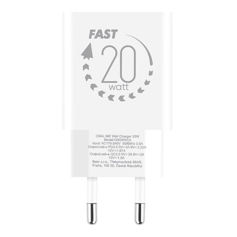 OBAL:ME Cestovná Nabíjačka USB-A + USB-C 20W White