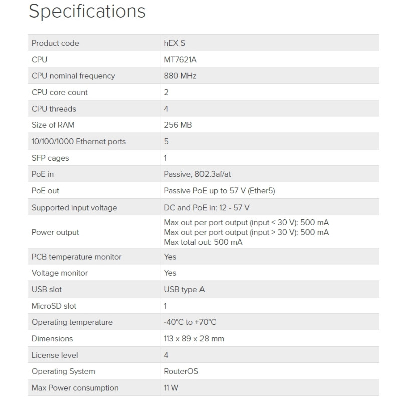 Mikrotik RB760iGS 880MHz, 256MB RAM, 5x LAN, ROS L4