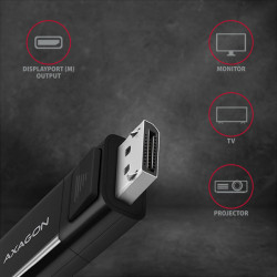 AXAGON RVC-DPC, USB-C - DisplayPort redukcia/kábl 1.8m, 4K/60Hz