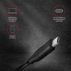 AXAGON RVC-DPC, USB-C - DisplayPort redukcia/kábl 1.8m, 4K/60Hz